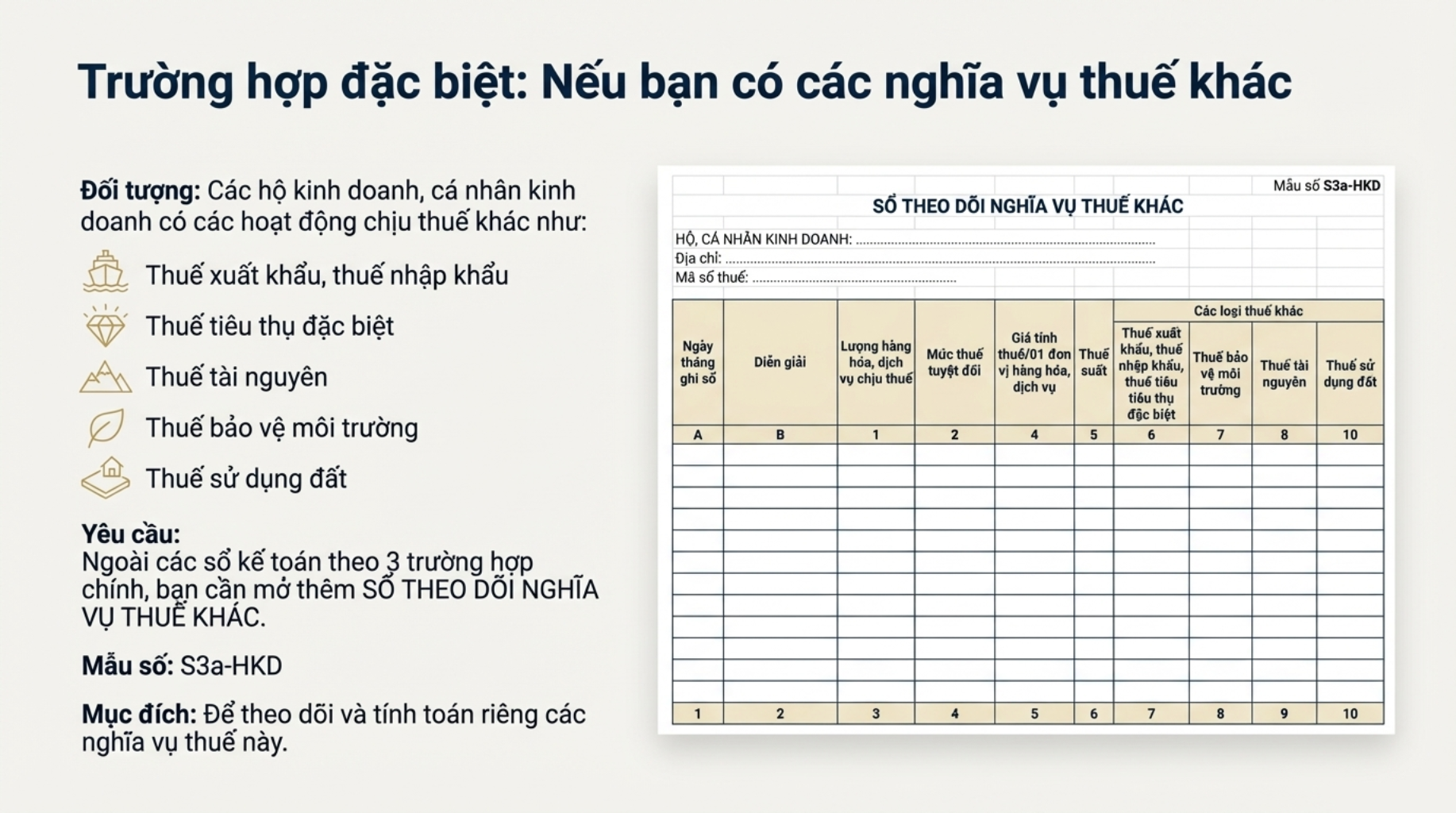 Trường hợp đặc biệt - Nghĩa vụ thuế khác