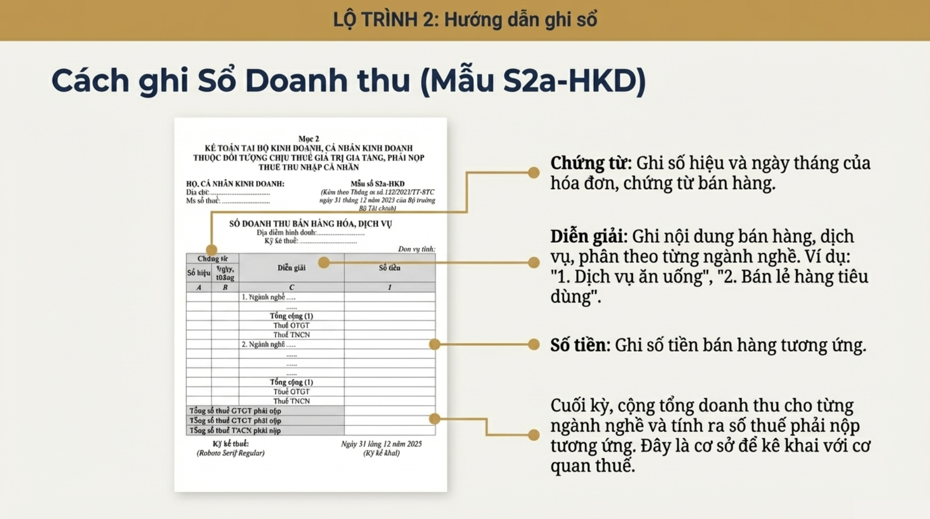 Hướng dẫn ghi sổ S2a-HKD - Sổ kế toán hộ kinh doanh